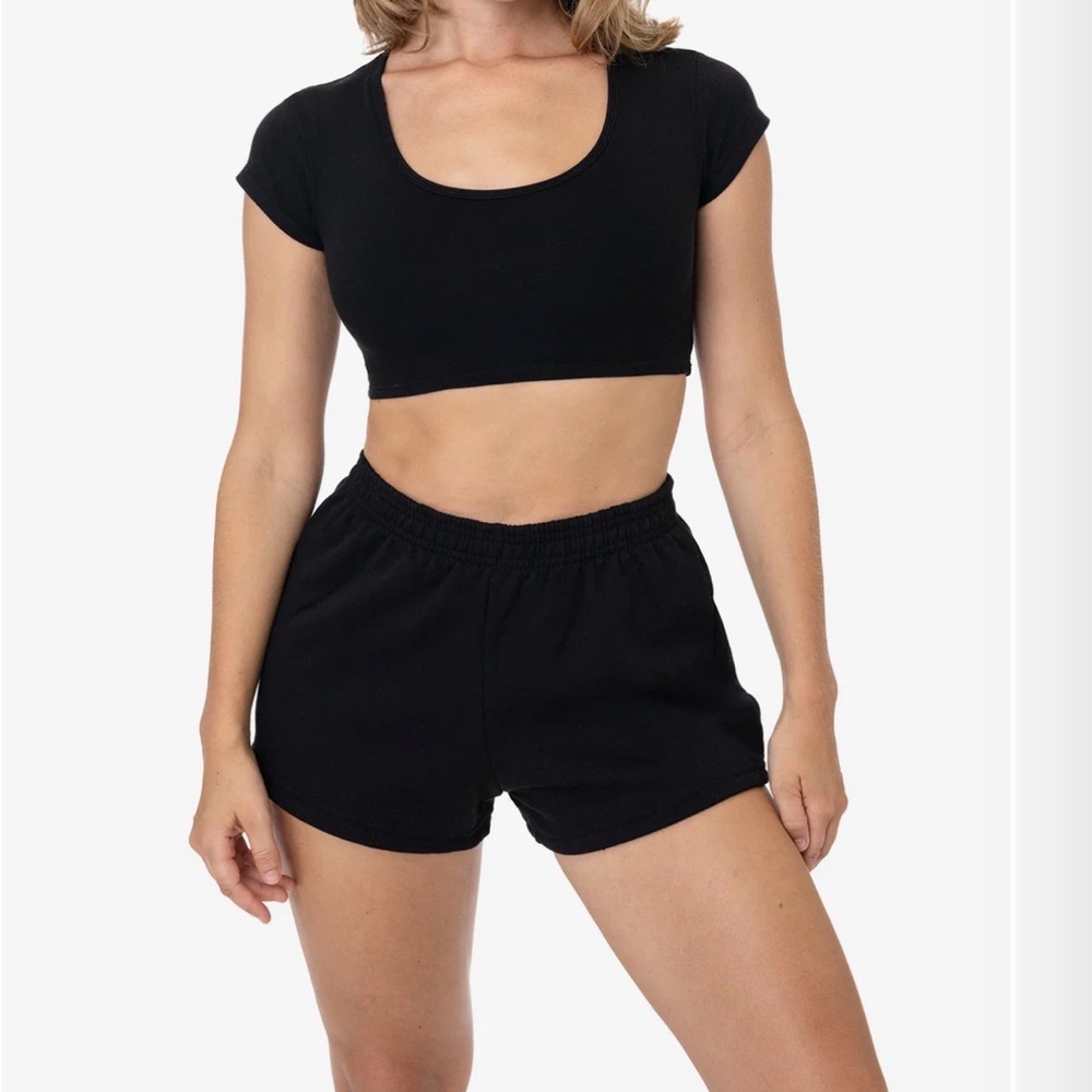 LOS ANGELES APPAREL MID-WEIGHT POLY COTTON FLEECE SHORT SHORTS